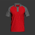 Red And Gray Short Sleeve Polo Shirt With Collar And Buttons