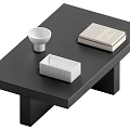 Modern Minimalist Black Coffee Table With White Cup Book And Grid Box 3d model
