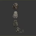 Collection of Rock Specimens in Multiple Shapes and Textural Variations 3d model
