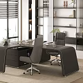 Sleek Modern Black Executive Office Desk With Side Storage Cabinet For Bright Spacious Home Office