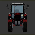 Red Agricultural Tractor Featuring Black Tires Red Rims And Transparent Cab