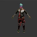 Futuristic Humanoid Character With Red And Black Tech Inspired Outfit And Helmet