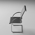 Modern Office Chair With Leather Seat And Metal Armrest Frame Design
