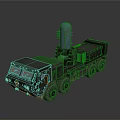Green Military Truck With Multiple Wheels And Blue Radar Antenna On Heavy Duty Body