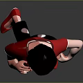 Cartoon Female Character With Black Short Hair Red Shirt And Polka Dot Pants