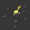 Blonde Child In Green Outfit Interacting With Floating Yellow Stars