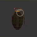 Green Military Grenade Weapon Classic Design With Metal Ring And Textured Surface