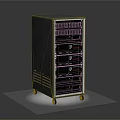 Computer Network Server Rack With Metal Frame Multiple Server Units Wheels And Equipment Storage