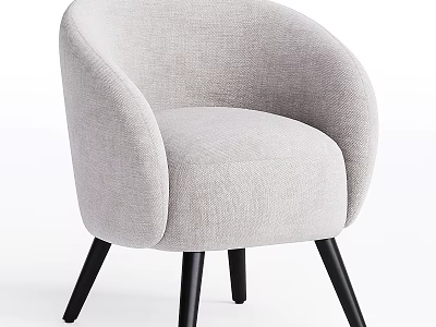 Light Gray Upholstered Accent Chair With Curved Armrests Black Legs Modern Design 3d model