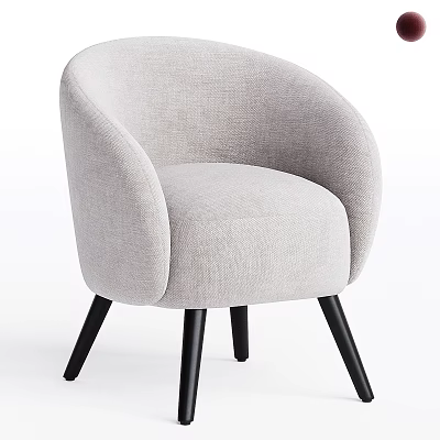 Light Gray Upholstered Accent Chair With Curved Armrests Black Legs Modern Design 3d model