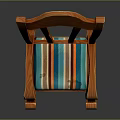 Wooden Rocking Chair With Armrests And Striped Cushion For Home Furniture