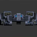 Futuristic Twin Body Spacecraft With Blue Lights And Mechanical Details