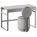 Modern Black Desk And Green Chair Set With Metal Frame And Padded Seat