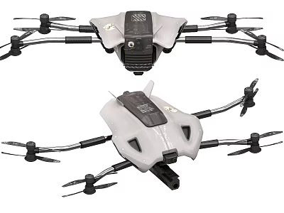 White Black Multirotor Drones With Propellers And Camera Equipment 3d model