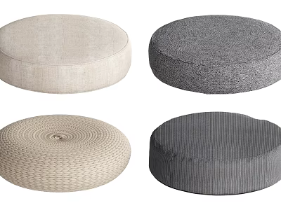 Round Daily Living Cushions with Various Colors and Textured Fabrics for Home Seating 3d model