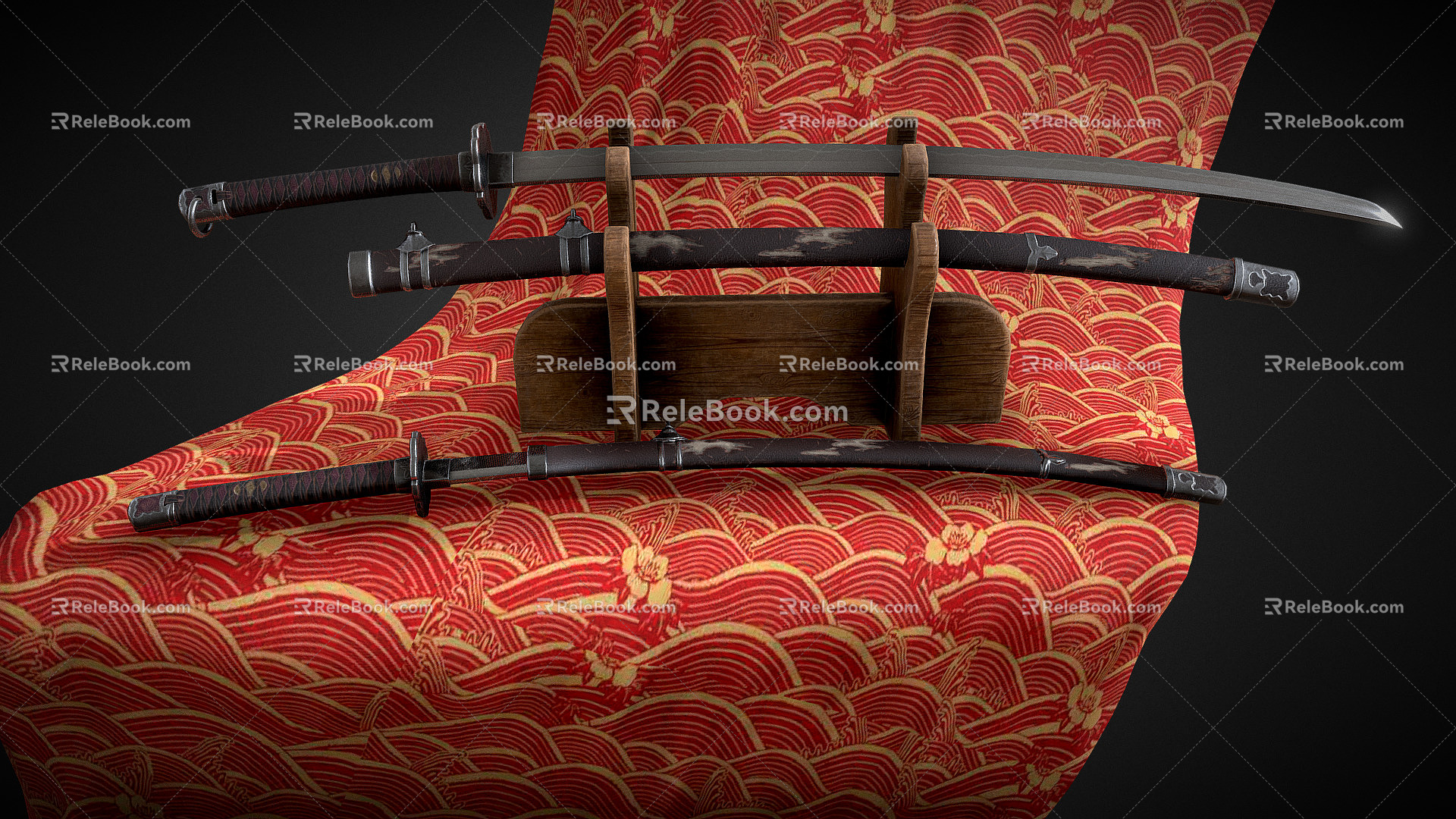 Japanese-style samurai sword 3d model