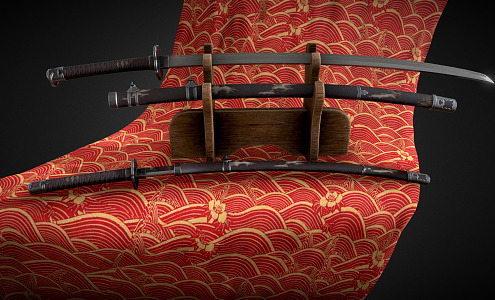 Japanese-style samurai sword 3d model