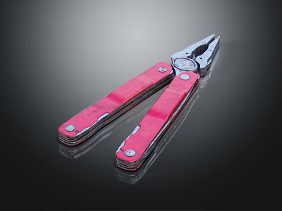 Practical Red Handle Multitool Knife Hardware Tool With Metal Components And Durable Design 3d model