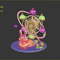 Cute Ferris Wheel Decoration With Rabbit Doll Cupcake Ornaments And Purple Base