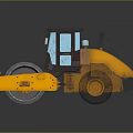 Yellow Construction Road Roller With Heavy Duty Roller Drum And Cab 3d model