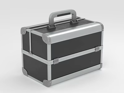 Black And Silver Metal Frame Hard Case With Secure Handle And Latches 3d model