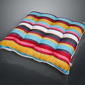 Colorful Striped Sofa Stool Cushion With Red Yellow Blue White Black Colors