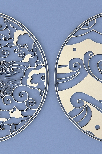 Chinese Metal Carved Clouds Sun and Moon Carved Chinese Pattern Hollow Carved Traditional Carved 3d model