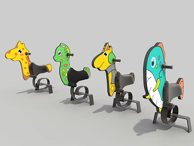 Cute Animal Shaped Playground Equipment with Colorful Designs for Children's Outdoor Fun Activities 3d model