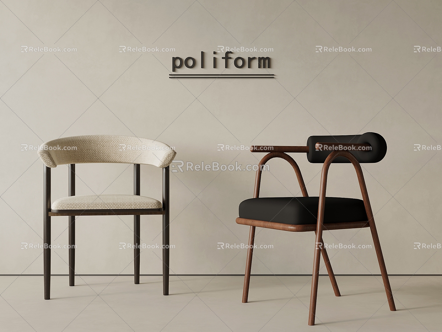 Retro Dining Chair Chair Writing Chair Single Chair 3d model