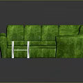 Green L-shaped Sectional Sofa Set with White Round Coffee Table in Modern Living Room