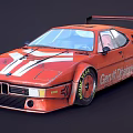 Red BMW Classic Race Car With White Stripes And Gerhard Berger Livery