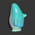Cartoon Shark Plush Toys In Different Colors Standing With Reflection On Black Surface