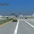 Wide Highway Road With Traffic Signs Street Lights And Guardrails For Vehicles
