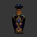 Ornate Blue Purple Gradient Vase With Lotus Shaped Top Golden Carvings And Blue Gem Accent