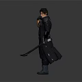 Tactical Warrior Character With Brown Hair Black Gloves And Sci Fi Creature Holding Knife