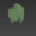 Weeping Willow Tree With Silhouette Of Woman Standing Beside In Dress High Heels And Handbag