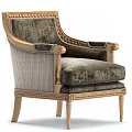 Luxury Classic Accent Chair With Gray Velvet Upholstery Golden Trim And Carved Wooden Details