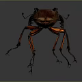 Reddish Brown Beetle With Prominent Mandibles And Slender Legs Isolated On Dark Background