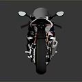 Modern Sport Motorcycle With White Blue Red Stripes Black Seat And Wheels