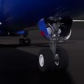 Blue Passenger Plane Front View Modern Design With Aerodynamic Wings And Powerful Engines