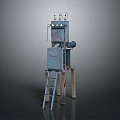 Industrial Equipment Structure with Metal Cabinet Ladder and Control Panels for Maintenance