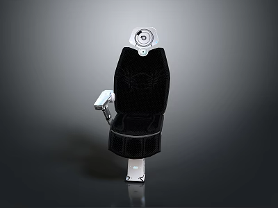Sleek Futuristic Mechanical Chair With Black Seat And Silver Robotic Arm 3d model