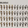 Hardware Tools Screw Display Showcasing Various Metal Types And Head Designs 3d model