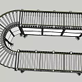 Efficient Industrial Roller Conveyor System with Curved and Straight Sections for Material Handling