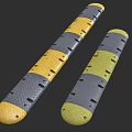 Gray And Yellow Striped Speed Bumps With Perforated Design For Road Safety
