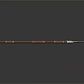 Traditional Spear with Wooden Handle Red Decorative Bands White Tip and Sharp Silver Blade