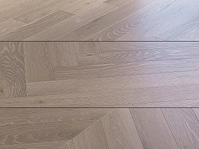 Natural Light Gray Oak Wooden Flooring With Herringbone Pattern And Smooth Texture 3d model