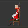 Festive Christmas Santa Decorative Chair With Red Gift Box And Holiday Design