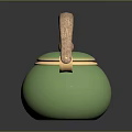 Green Ceramic Teapot with Wooden Handle and Gold Accents for Kitchen Use