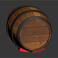 Wooden Barrel Design With Red DK Letters On Dark Background Surface